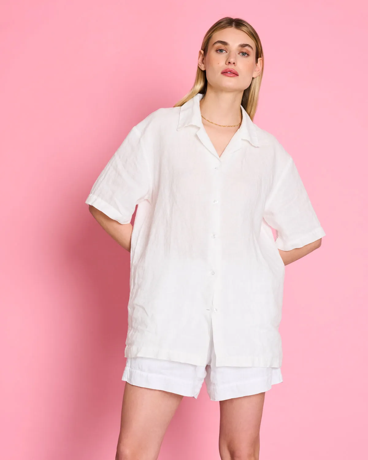 LINEN SHIRT GENT WHITE